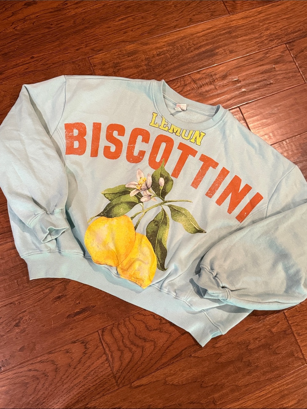 Light Blue/ turquoise 'Biscottini' Lemon Graphic Sweatshirt